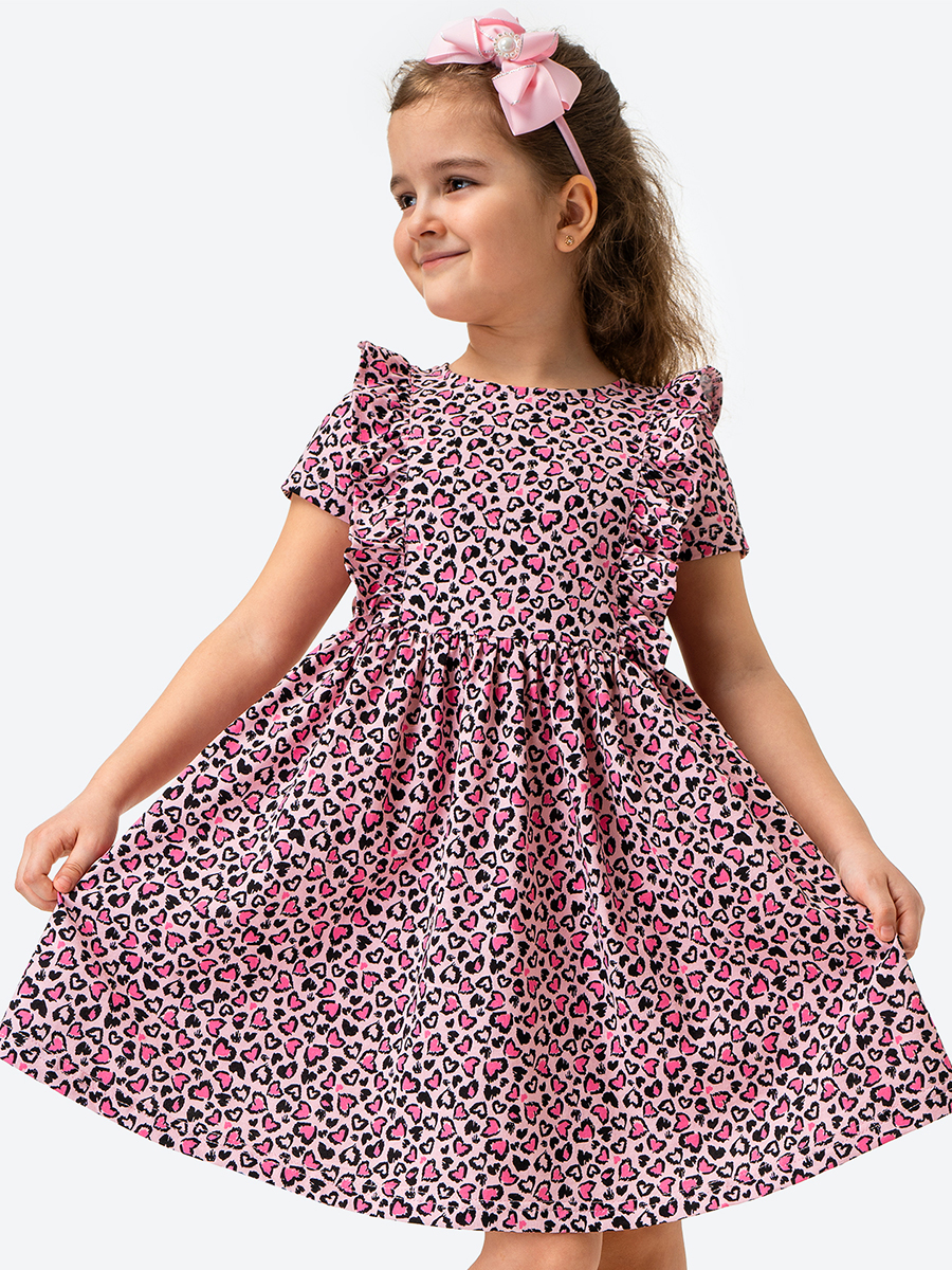 Платье детское Happy Fox HFLUN11174, сердечки на розовом, 128