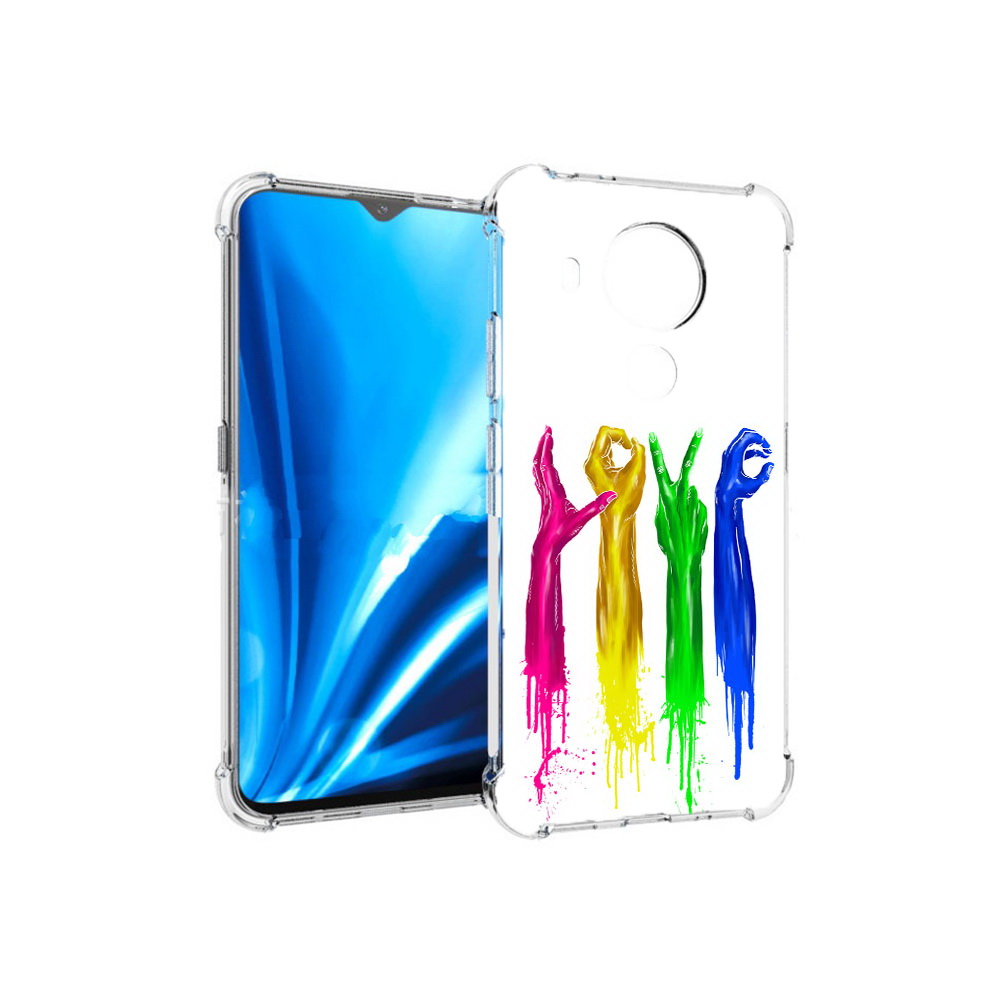 

Чехол MyPads Tocco для Nokia 5.4 яркие руки love (PT156621.100.707), Прозрачный, Tocco