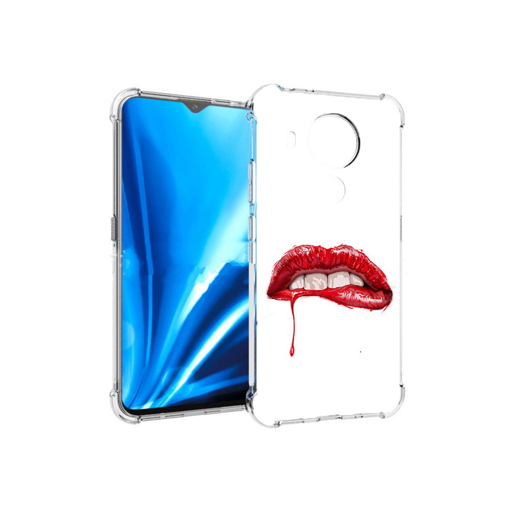 

Чехол MyPads Tocco для Nokia 5.4 яркие красные губы (PT156621.100.706), Прозрачный, Tocco