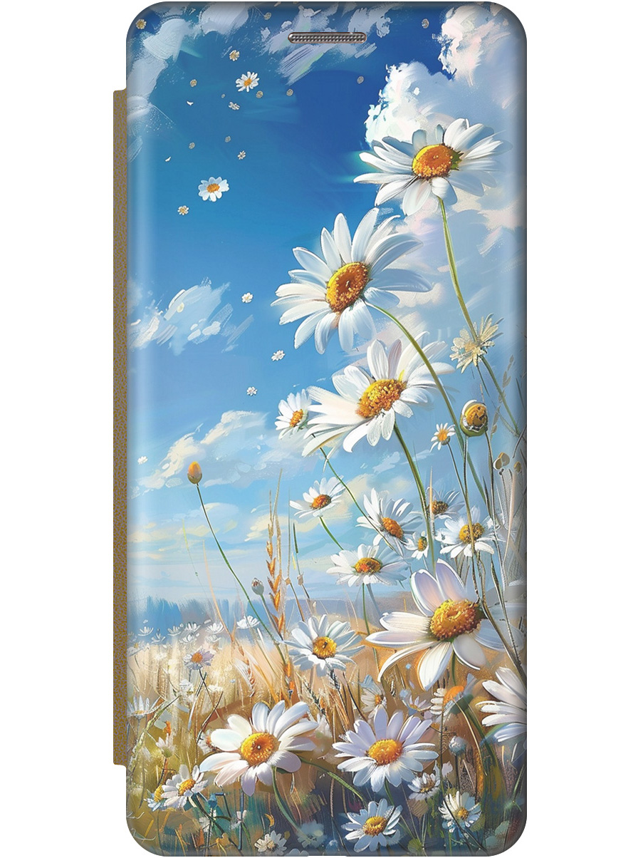 

Чехол-книжка на Samsung Galaxy S23 Ultra с рисунком "Ромашки на поле" золотой, Белый;синий, 20000523