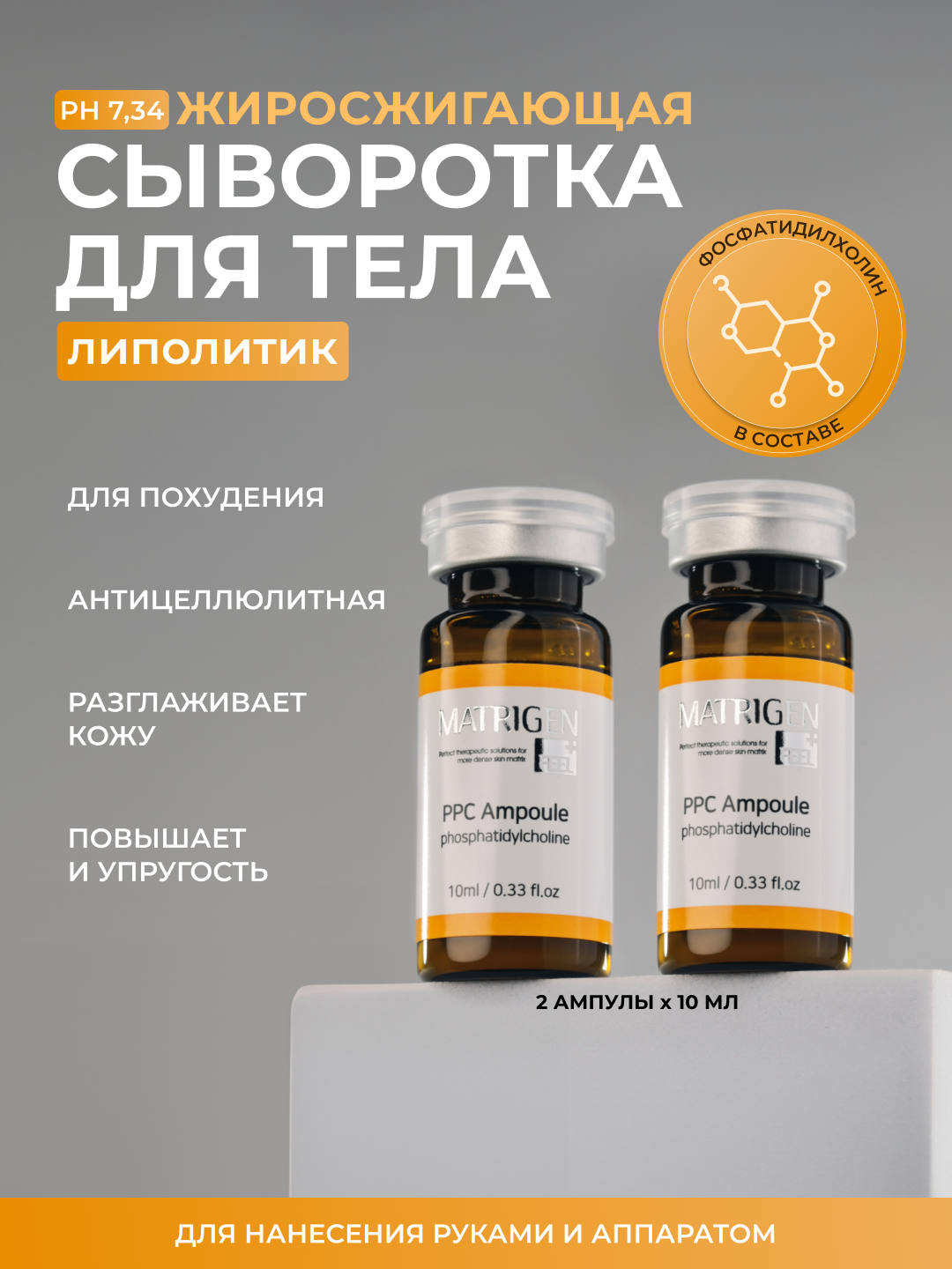 Сыворотка Matrigen PPC Ampoule Жиросжигающая для тела-липолитик для мезороллера 2шт х 10мл