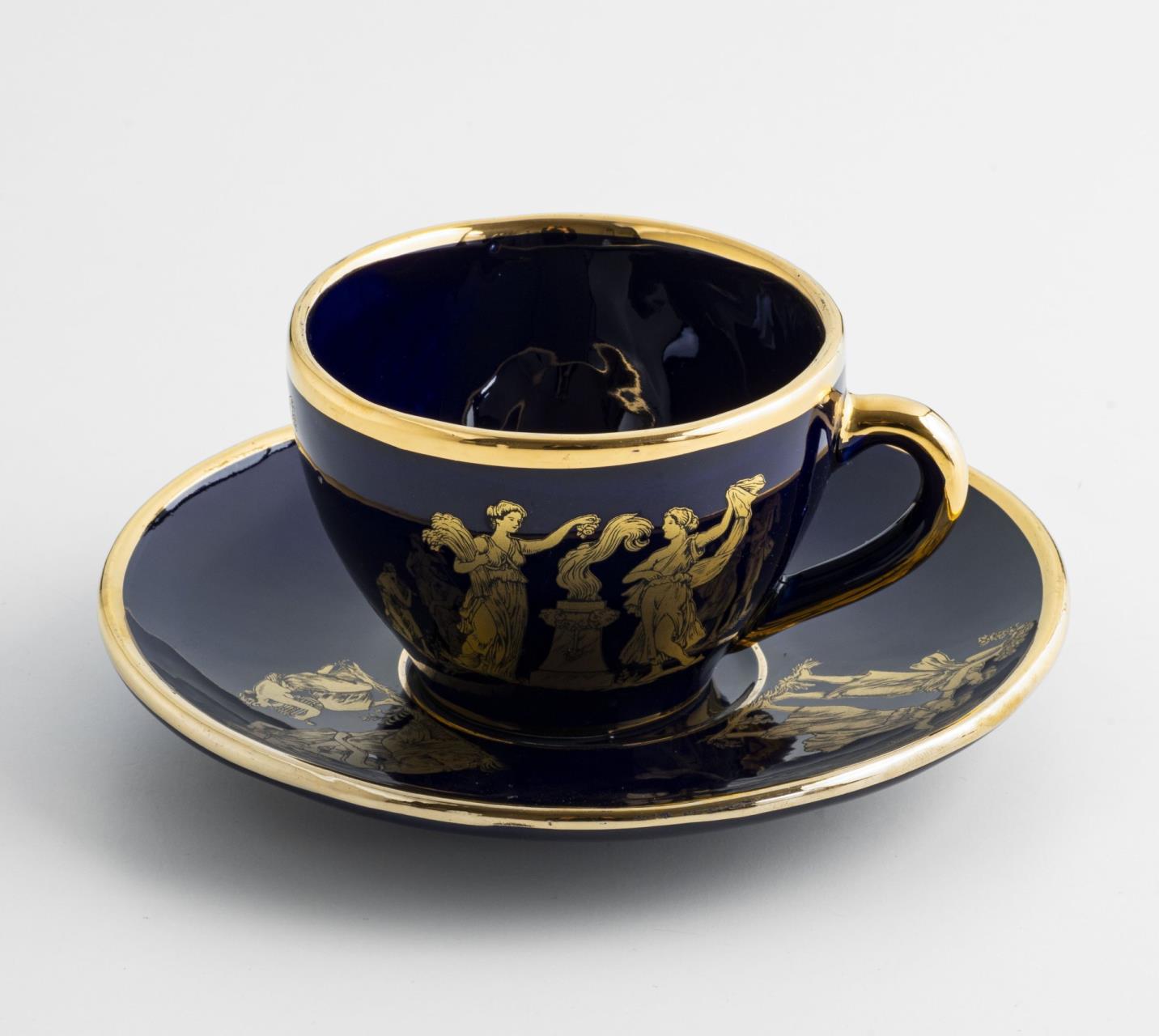 

Чайная пара, фарфор, кобальт, деколь, золочение, Греция, Родос, 2000-2015 гг., 403478