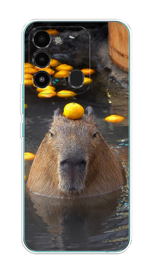 

Чехол на Tecno Spark Go 2022/8С/9 "Капибара отдыхает", Коричневый;оранжевый;серый, 301350-1