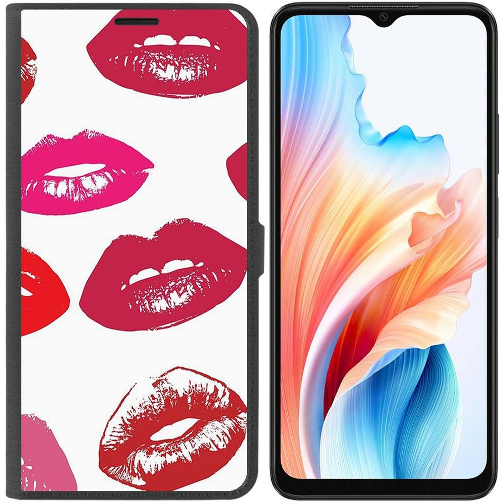 

Чехол-книжка Krutoff Eco Book для Oppo A38 4G Губы паттерн 2 (черный)