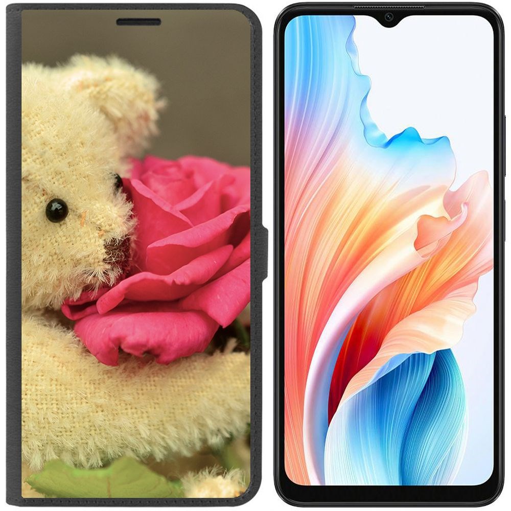 

Чехол-книжка Krutoff Eco Book для Oppo A38 4G Медвежонок с розой (черный)