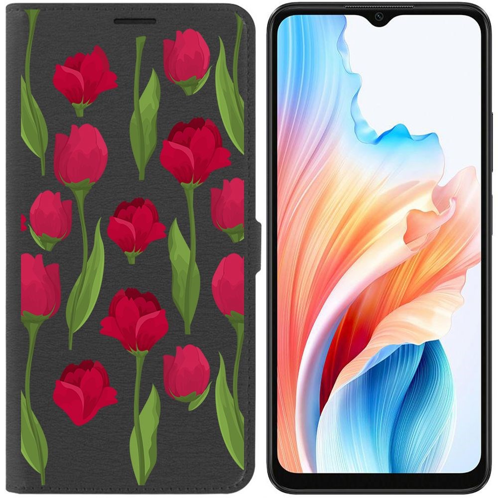 

Чехол-книжка Krutoff Eco Book для Oppo A38 4G Розы паттерн (черный)