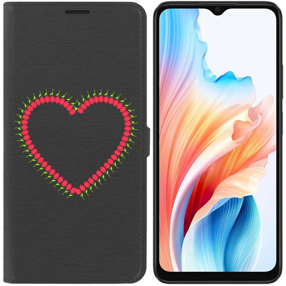 

Чехол-книжка Krutoff Eco Book для Oppo A38 4G Сердце из тюльпанов (черный)