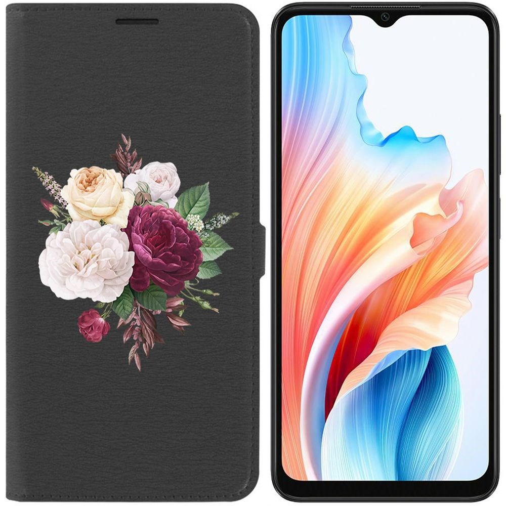 

Чехол-книжка Krutoff Eco Book для Oppo A38 4G Цветочная композиция (черный)