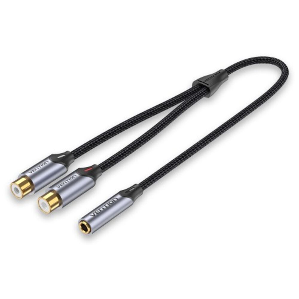 Кабель Vention 2RCA - Jack 3.5, 0,3м черный (BCOHY)