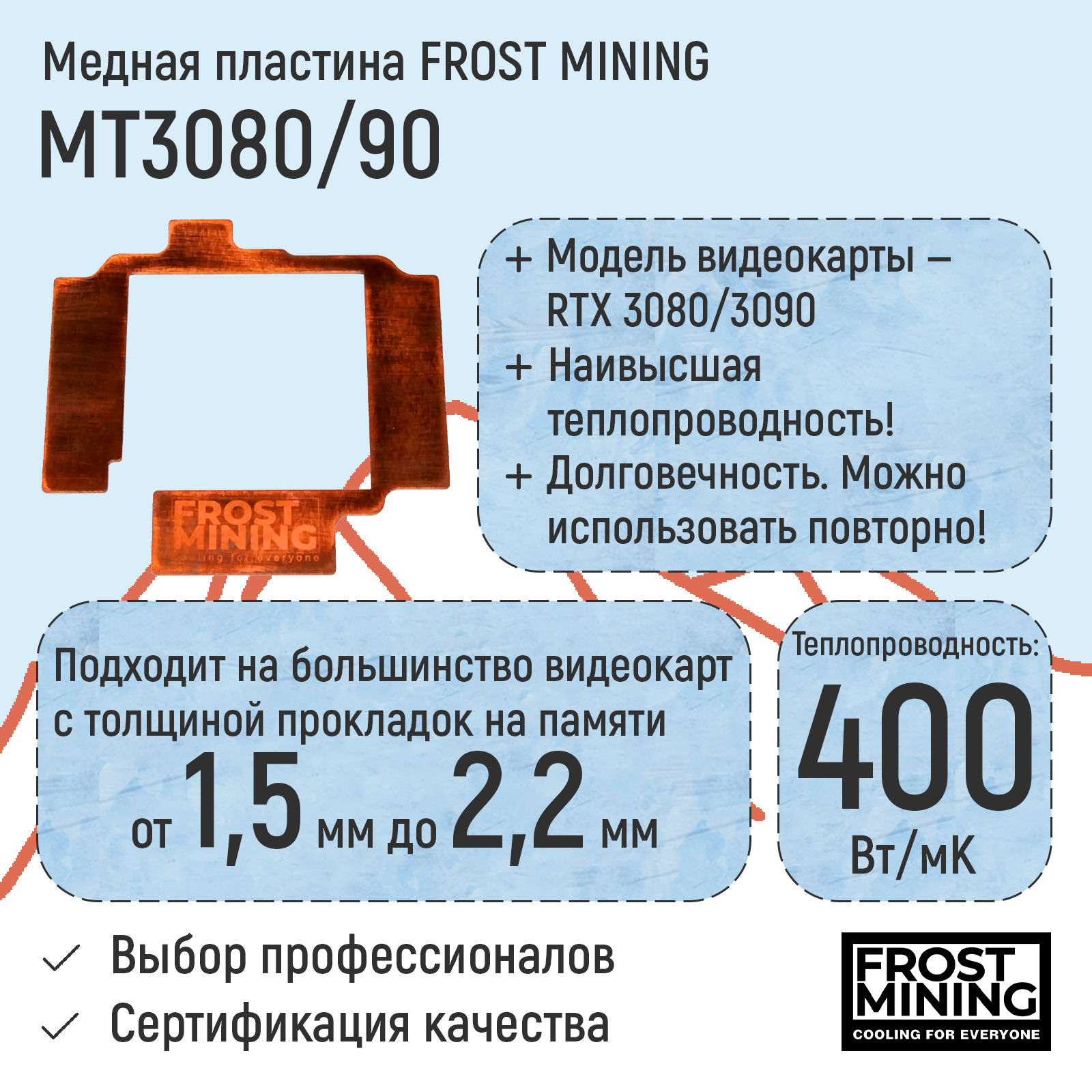 Медная термопрокладка RTX3080/3090 от Frost Mining