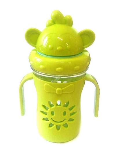 фото Детская бутылочка-поильник с трубочкой markethot солнышко зеленая 300 мл nobrand
