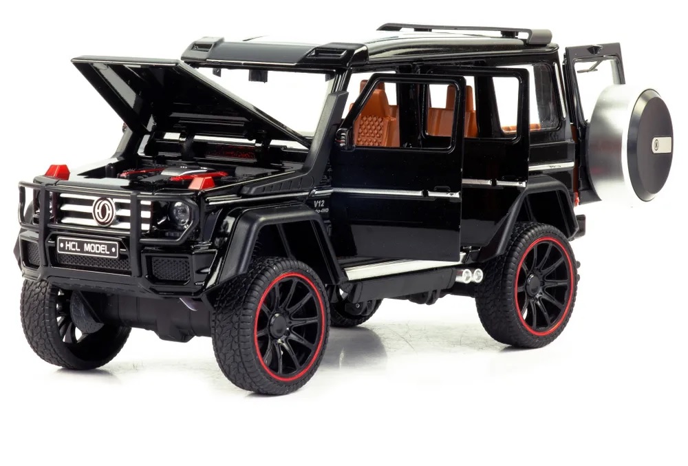 Машинка металическая HCL Mercedes-Benz G63, 22 см, звук, свет, вибрация, HCL908A, черный