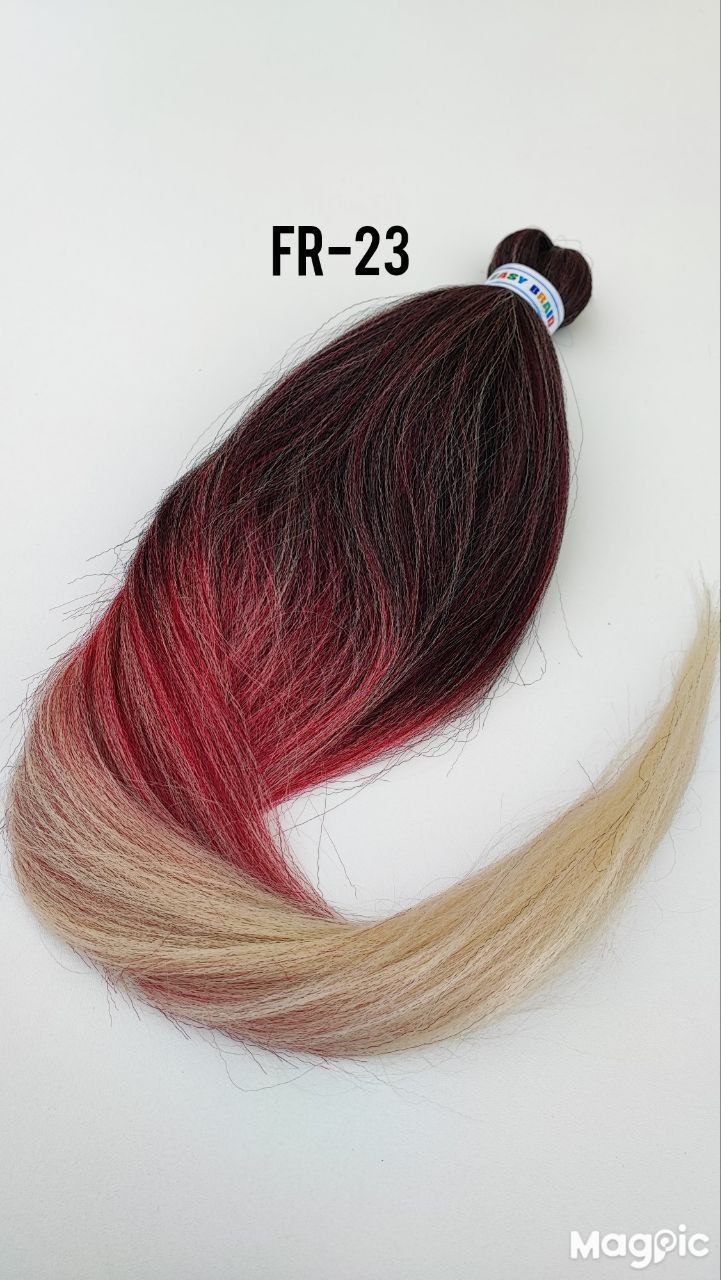 Канекалон для плетения волос Easy Braid цвет FR23 чёрный бордовый блонд длина 65 см