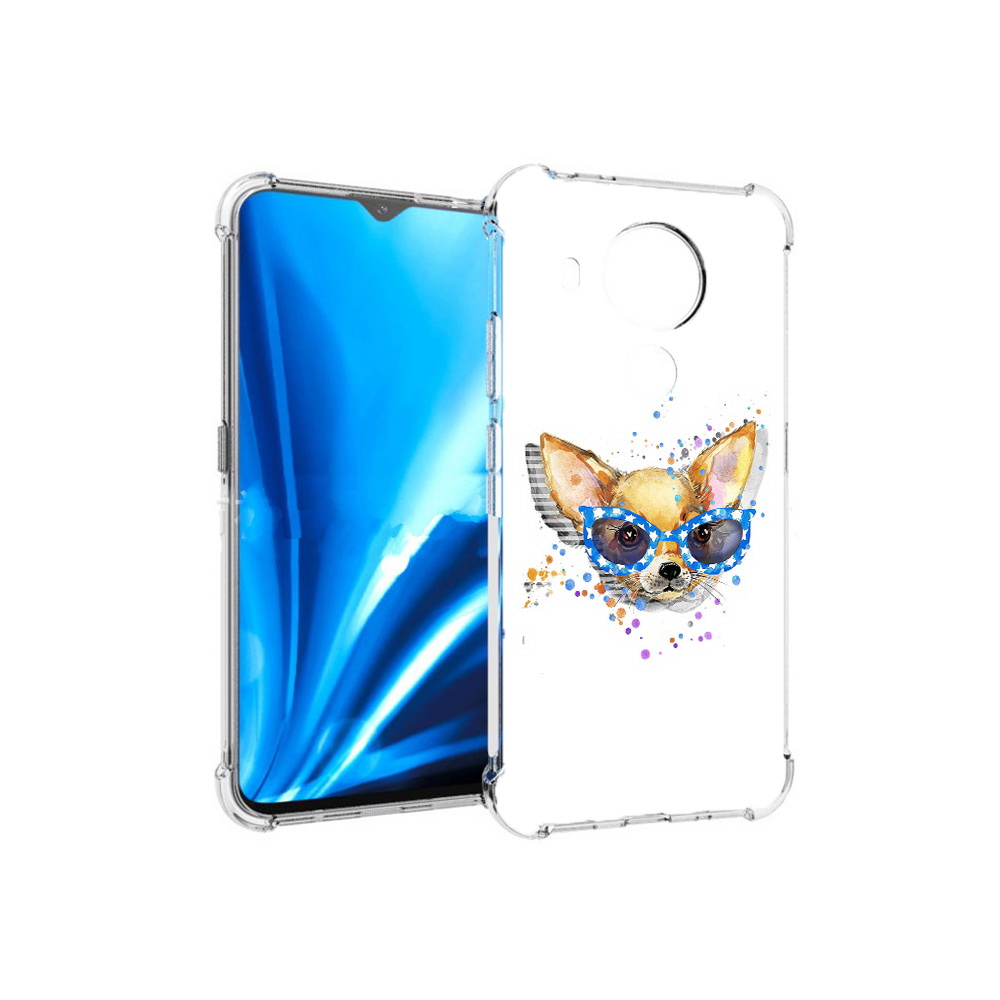 

Чехол MyPads Tocco для Nokia 5.4 чихуа-хуа в очках (PT156621.100.691), Прозрачный, Tocco