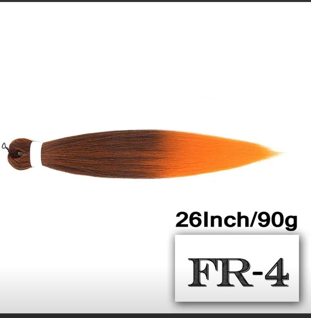 Канекалон для плетения волос Easy Braid цвет FR4 чёрный оранжевый длина 65 см