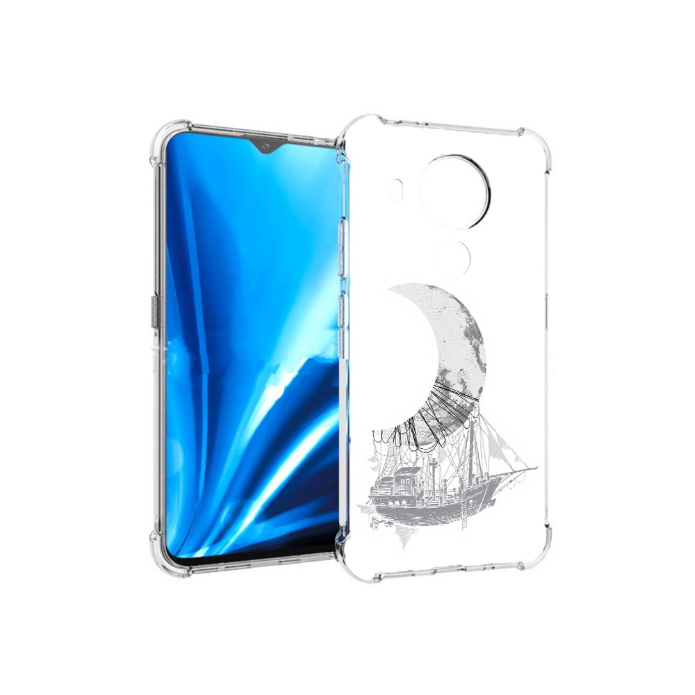 

Чехол MyPads Tocco для Nokia 5.4 черно белый корабль полумесяц (PT156621.100.684), Прозрачный, Tocco