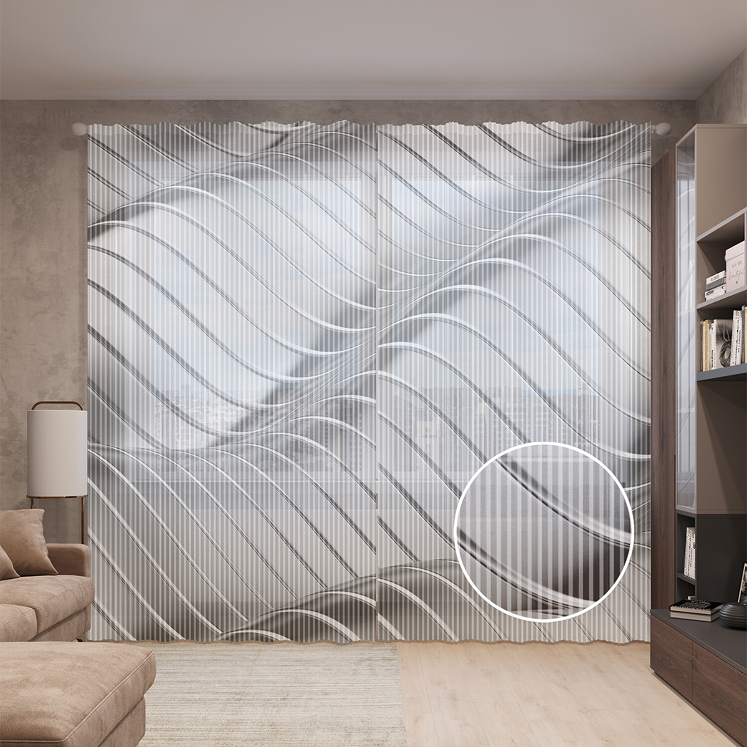 

Тюль вуаль на шторной ленте с принтом JoyArty "Металлические холмы", 310х265 см, Металлические холмы