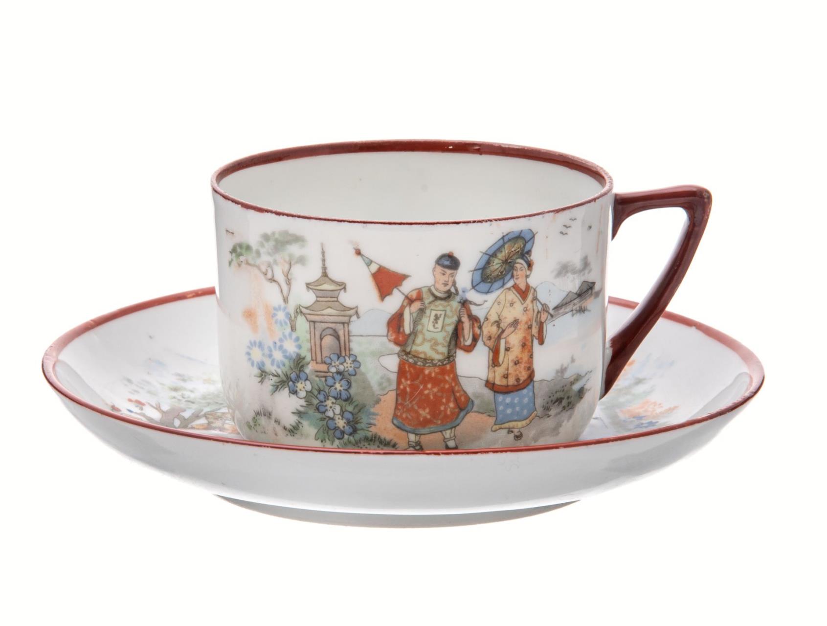 

Пара чайная, фарфор, крытье, Дулевский фарфоровый завод (Дулево), СССР, 1920-1930 гг., 385051