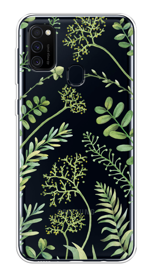 

Чехол на Samsung Galaxy M21/M30s "Green Leaves", Зеленый;прозрачный, 29850-1