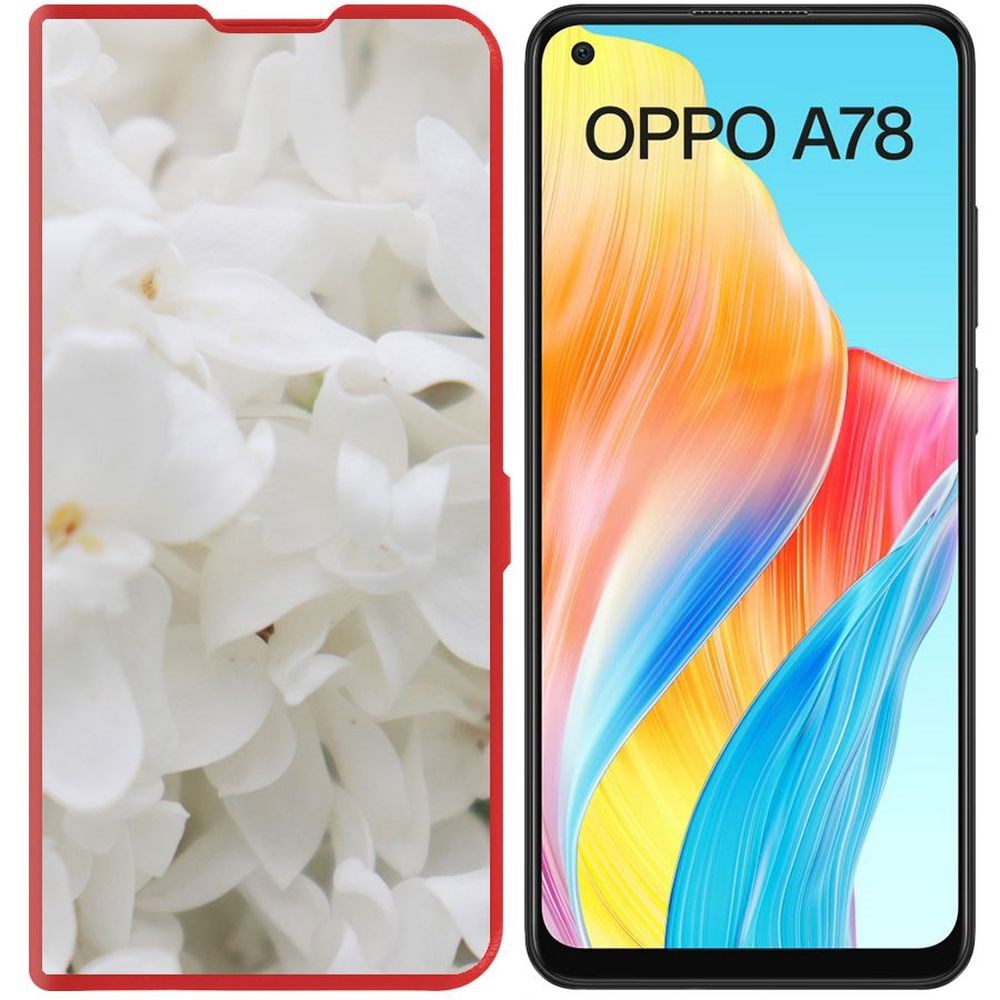 

Чехол-книжка Krutoff Eco Book для Oppo A78 4G Белые лилии (красный)