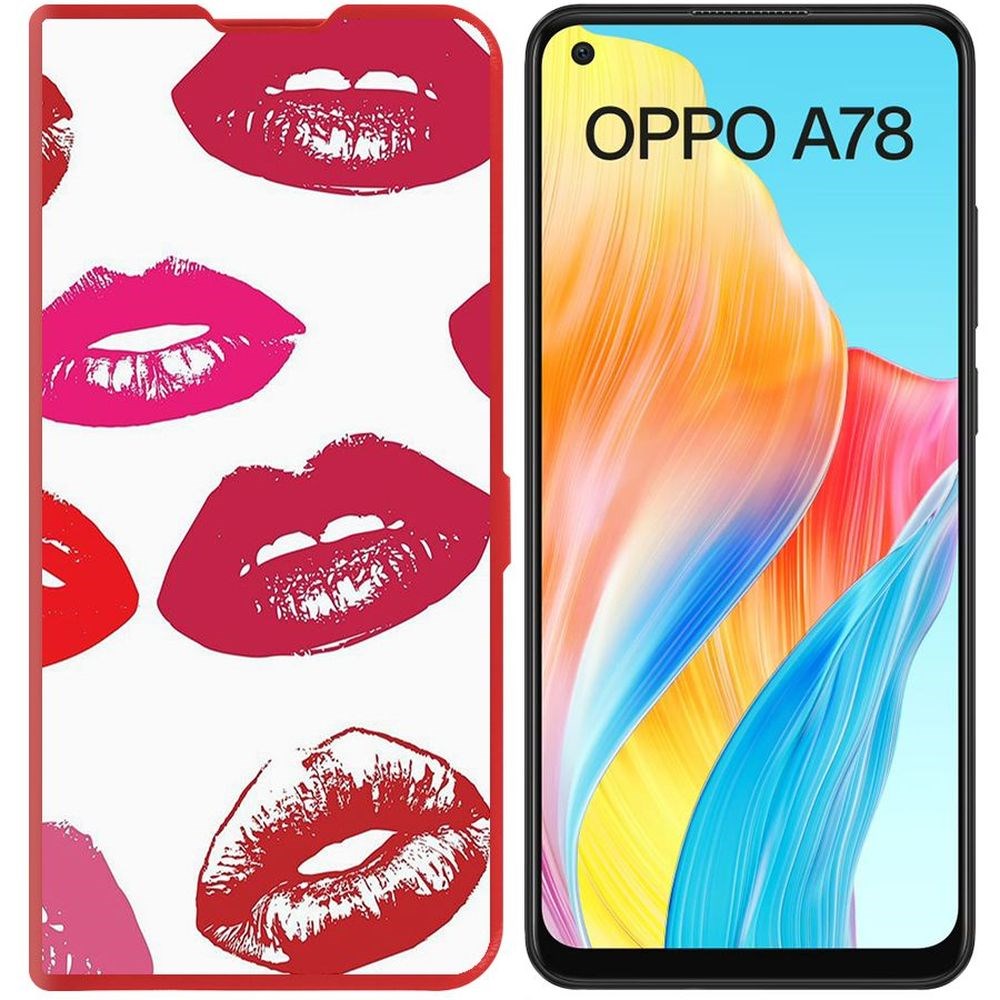 

Чехол-книжка Krutoff Eco Book для Oppo A78 4G Губы паттерн 2 (красный)
