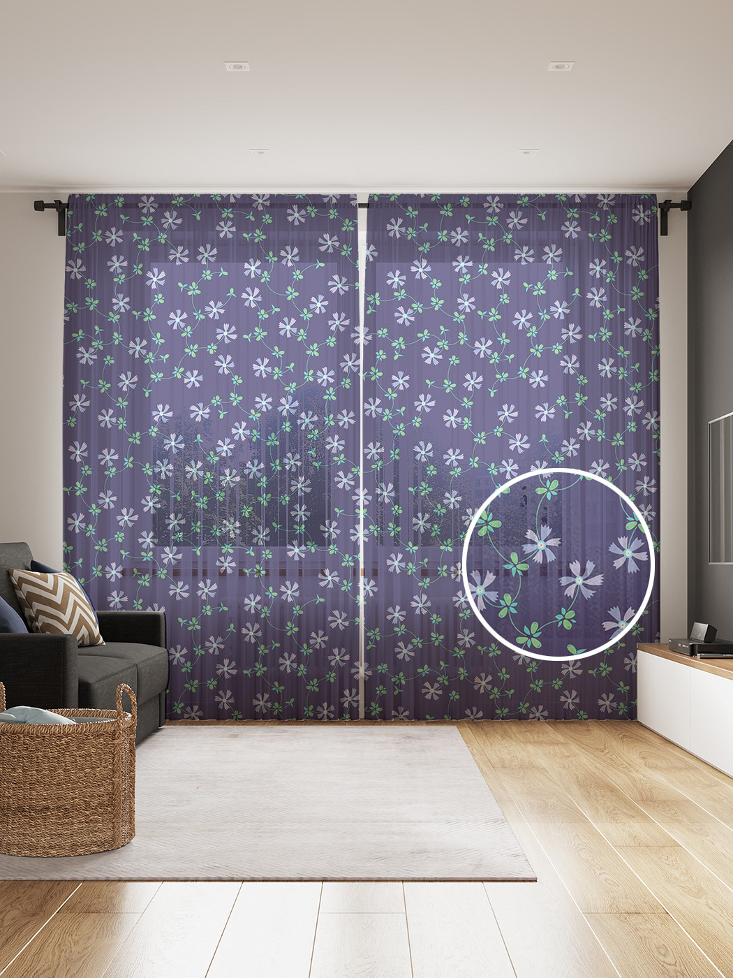 

Фототюль JoyArty "Густые цветы", 145x265см (2 полотна со шторной лентой + 50 крючков), Густые цветы