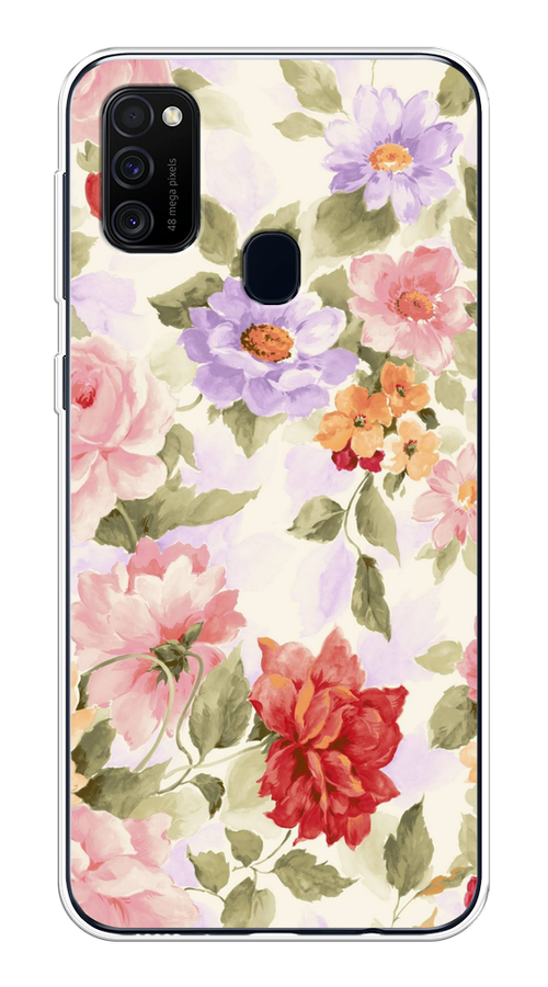 

Чехол на Samsung Galaxy M21/M30s "Акварельные пионы", Розовый;бежевый, 29850-1