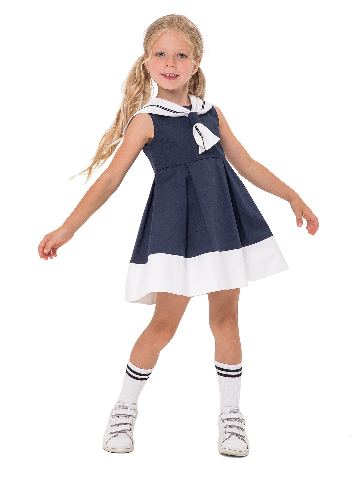 фото Платье детское для девочек карамелли о55468 синее размер 104