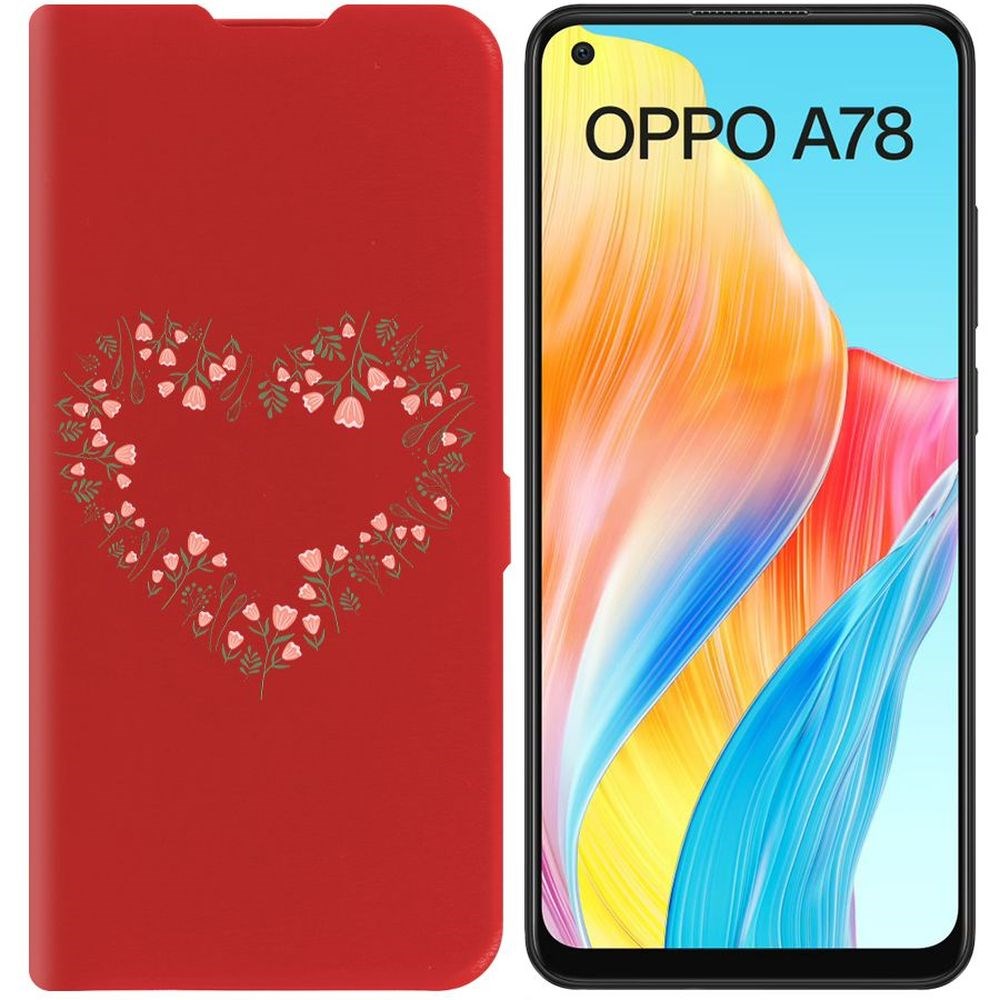 

Чехол-книжка Krutoff Eco Book для Oppo A78 4G Цветочное сердце (красный)