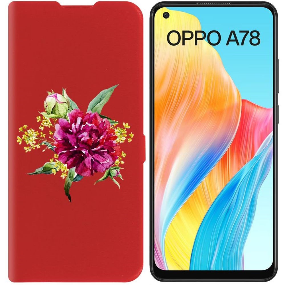 

Чехол-книжка Krutoff Eco Book для Oppo A78 4G Цветочная акварель (красный)