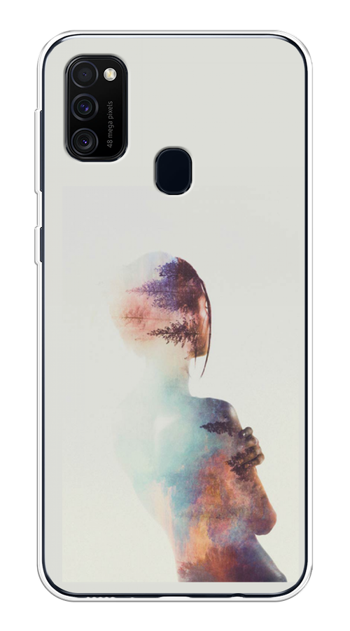 

Чехол на Samsung Galaxy M21/M30s "Девушка-лес", Розовый;голубой;серый, 29850-1