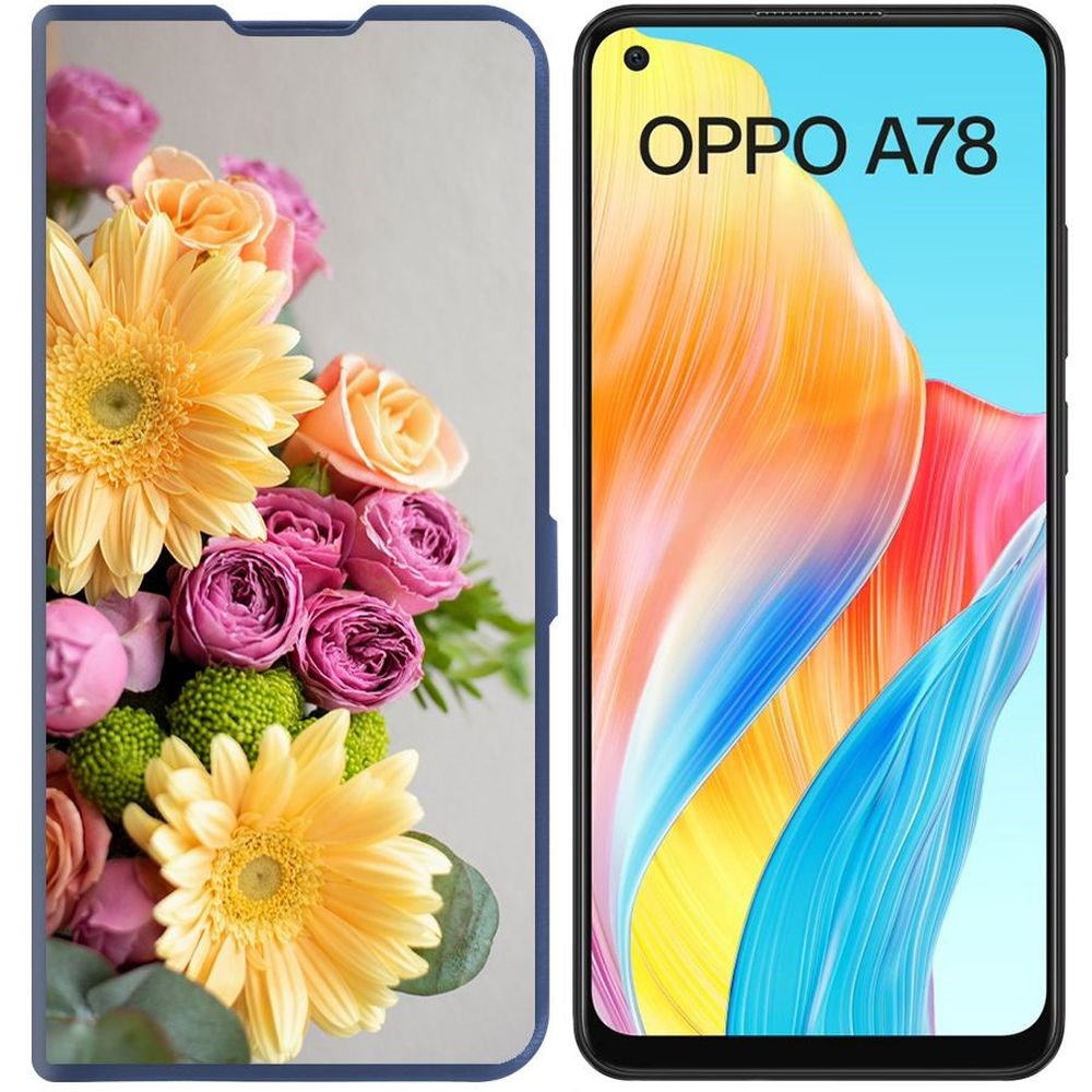 

Чехол-книжка Krutoff Eco Book для Oppo A78 4G Букет (синий)