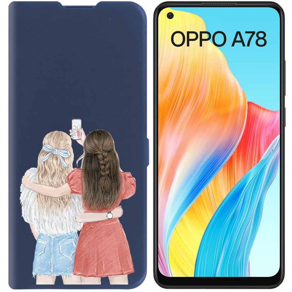 

Чехол-книжка Krutoff Eco Book для Oppo A78 4G Лучшие подруги (синий)