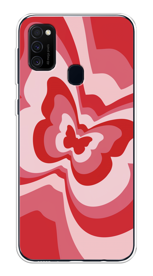 

Чехол на Samsung Galaxy M21/M30s "Бабочка в стиле хиппи", Красный;розовый, 29850-1