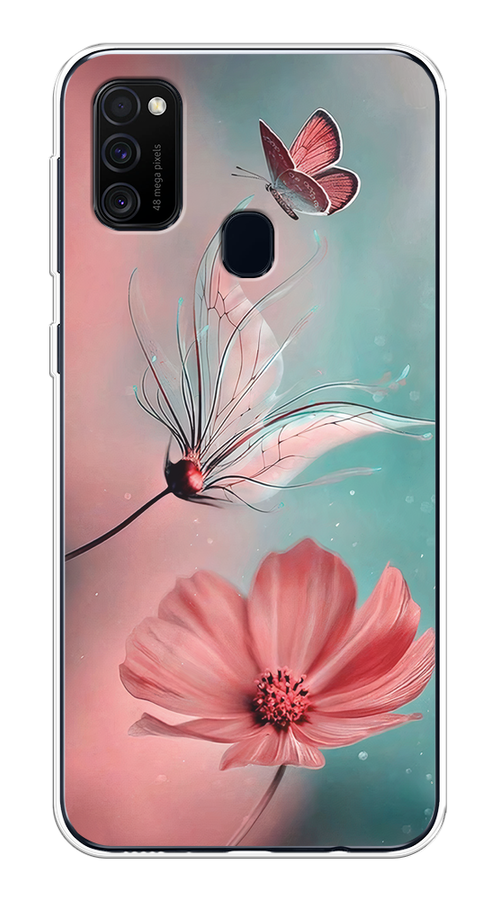 

Чехол на Samsung Galaxy M21/M30s "Бабочка и цветок", Голубой;розовый, 29850-1