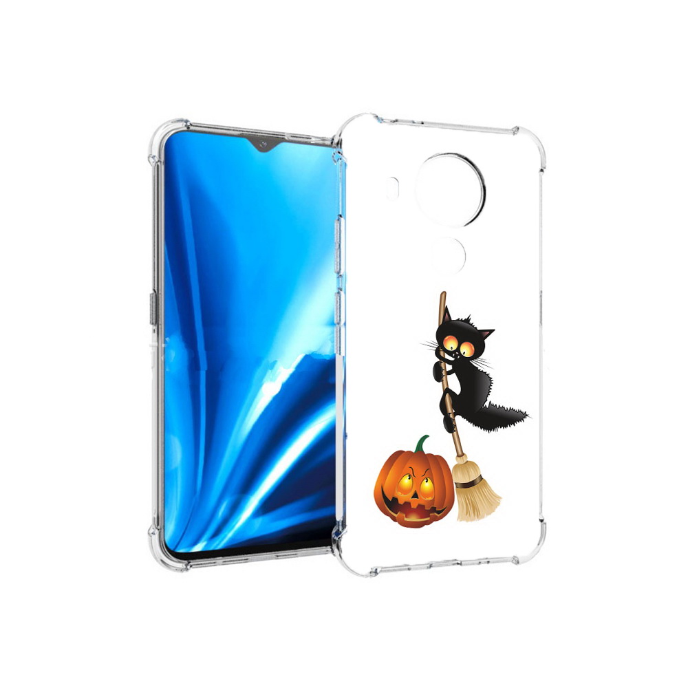 

Чехол MyPads Tocco для Nokia 5.4 хэлуинский котик (PT156621.100.667), Прозрачный, Tocco