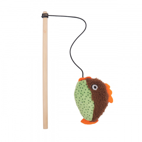 фото Игрушка для кошек rosewood дразнилка "рыбка", коричнево-зелёная