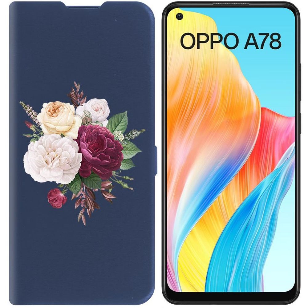 

Чехол-книжка Krutoff Eco Book для Oppo A78 4G Цветочная композиция (синий)