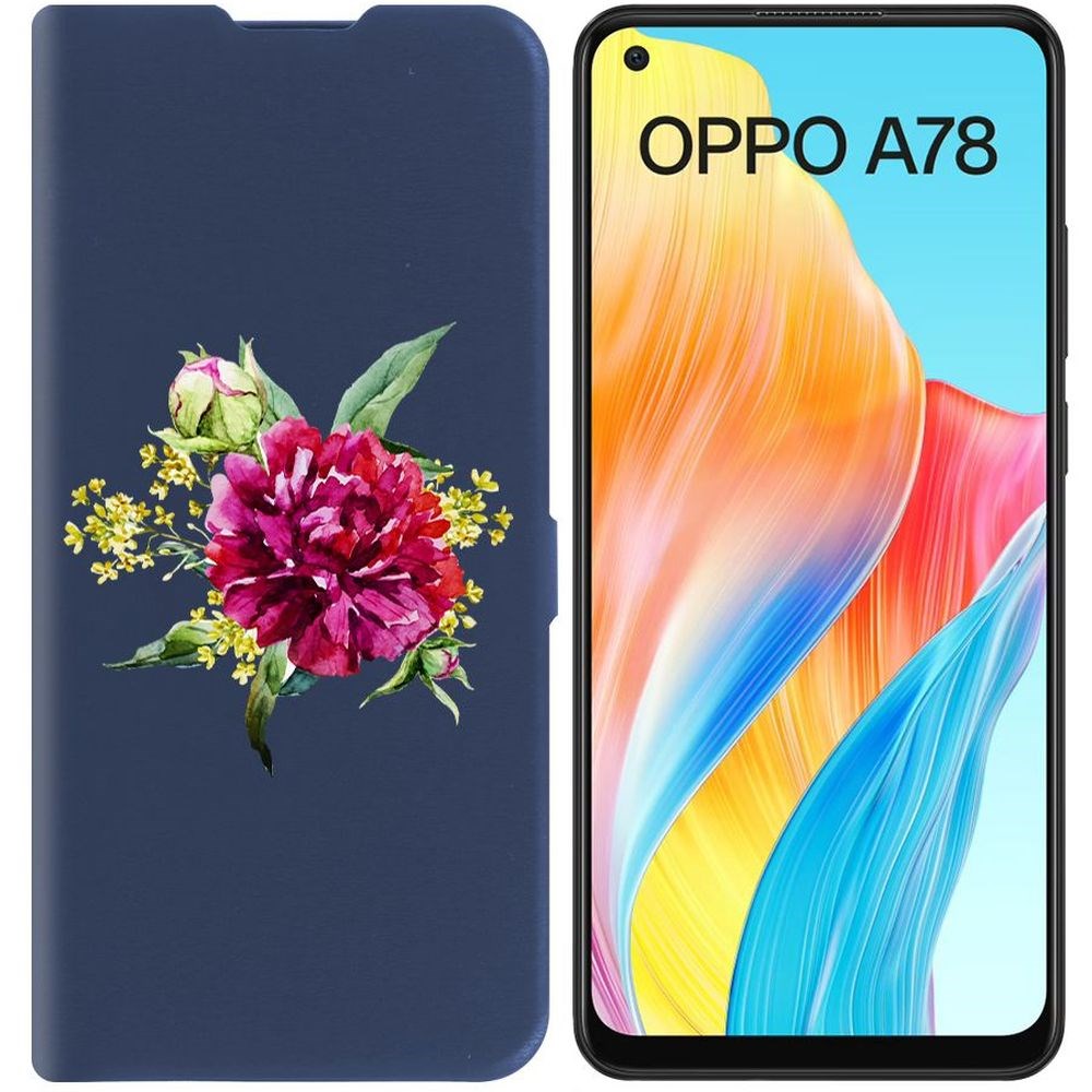 

Чехол-книжка Krutoff Eco Book для Oppo A78 4G Цветочная акварель (синий)