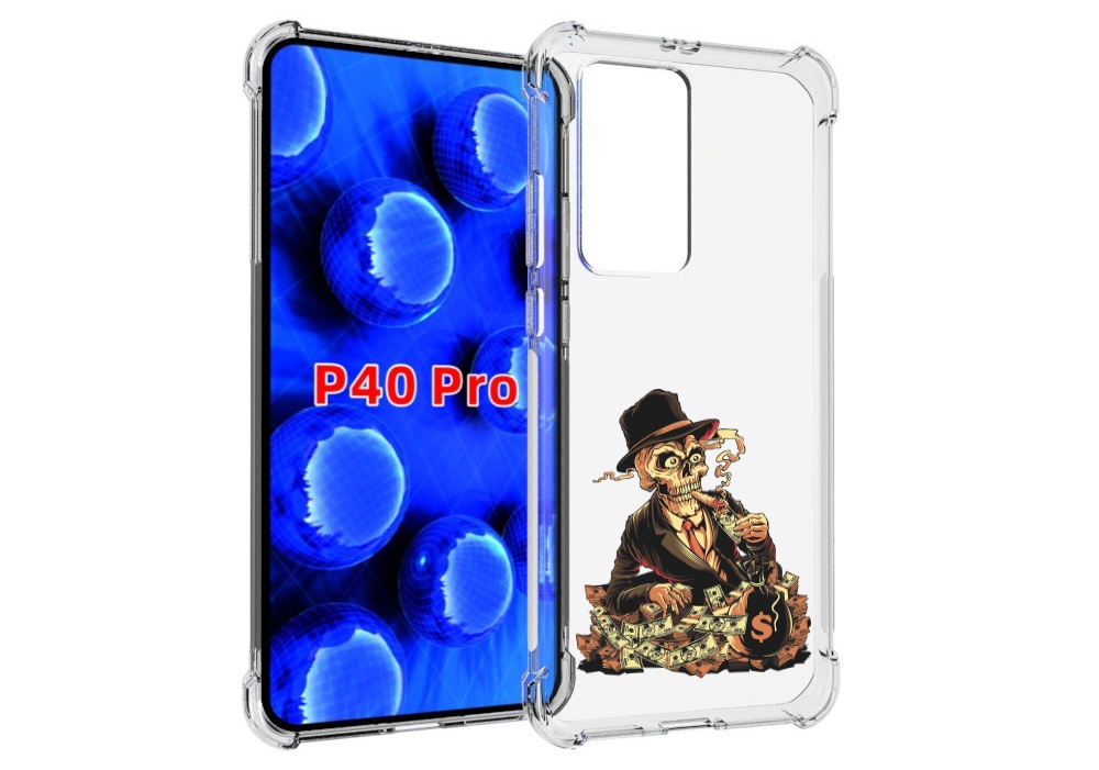 

Чехол MyPads нарисованный череп с сигаретой для Huawei P40 Pro противоударный, Прозрачный, Tocco