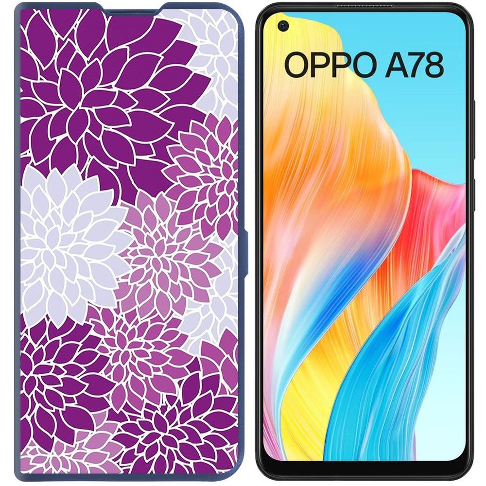 

Чехол-книжка Krutoff Eco Book для Oppo A78 4G Цветочный паттерн 2 (синий)
