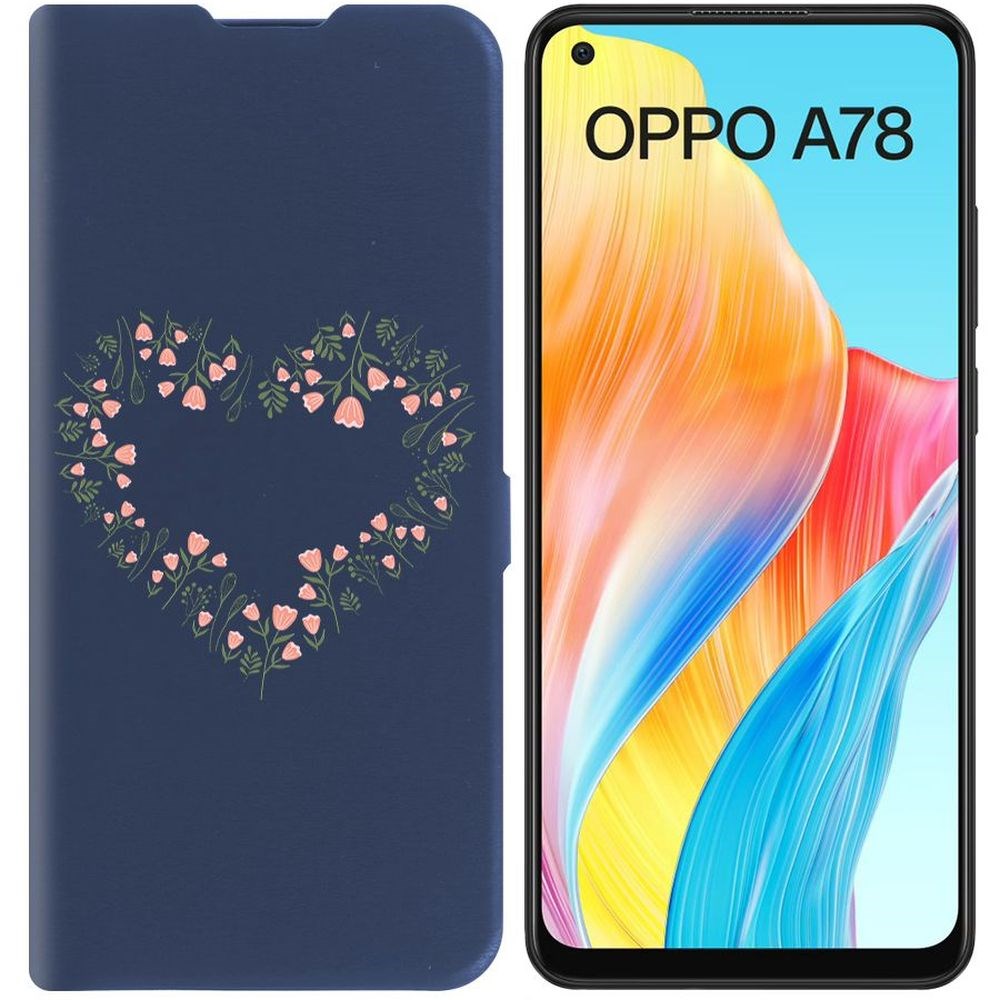 

Чехол-книжка Krutoff Eco Book для Oppo A78 4G Цветочное сердце (синий)