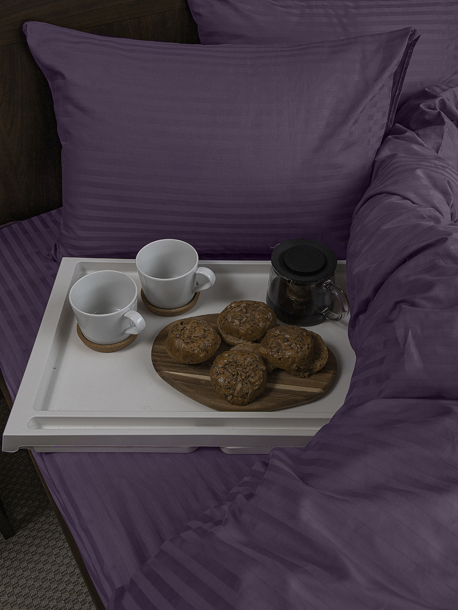 фото Комплект постельного белья amore mio 2-спальный, хлопок, фиолетовый, 2 наволочки 50х70