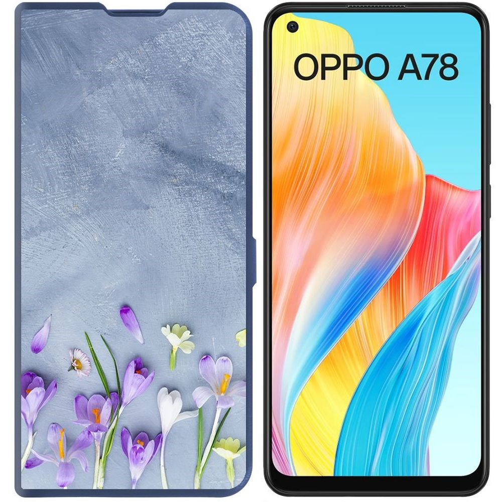 

Чехол-книжка Krutoff Eco Book для Oppo A78 4G Цветочное настроение (синий)