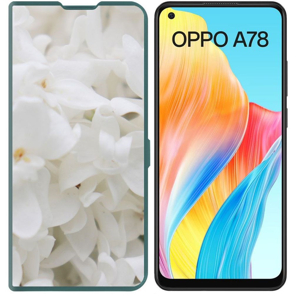 

Чехол-книжка Krutoff Eco Book для Oppo A78 4G Белые лилии (зелёный опал), Зеленый