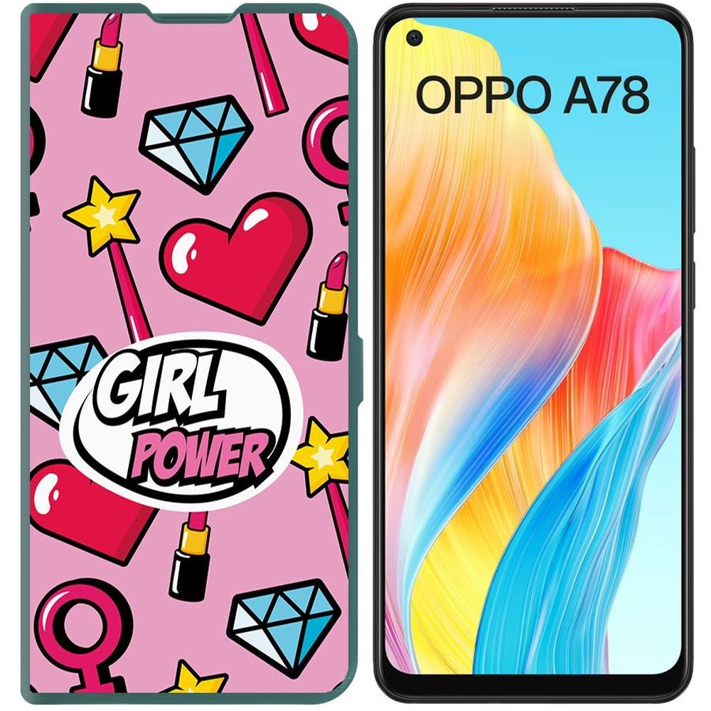 

Чехол-книжка Krutoff Eco Book для Oppo A78 4G Girl Power (зелёный опал), Зеленый