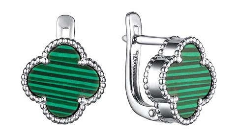 

Серьги из серебра с малахитом искусственным Dewi 903022624-dv, 903022624-dv