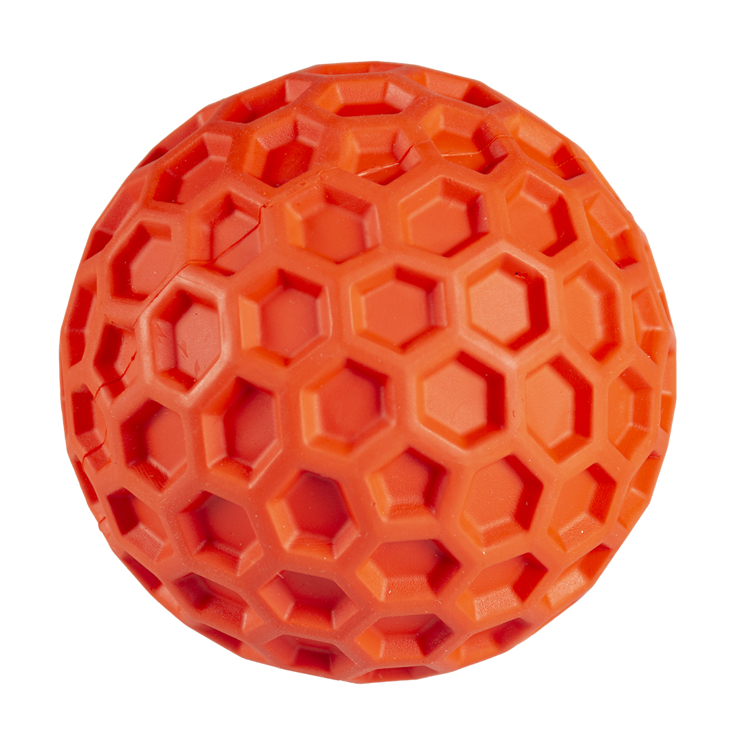 Игрушка для собак резиновая Duvo+ Шестигранный мячик, оранжевая, 5.5х5.5х5.5см