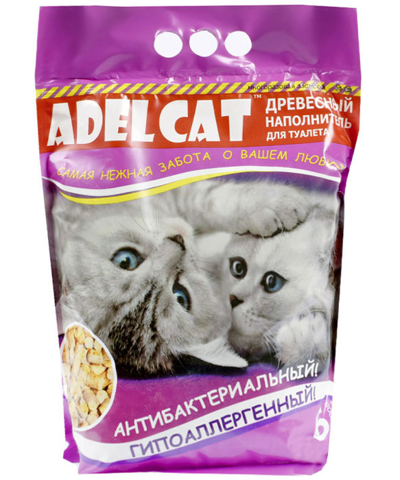 Наполнитель Adel cat для кошачьего туалета, древесный, 6 л