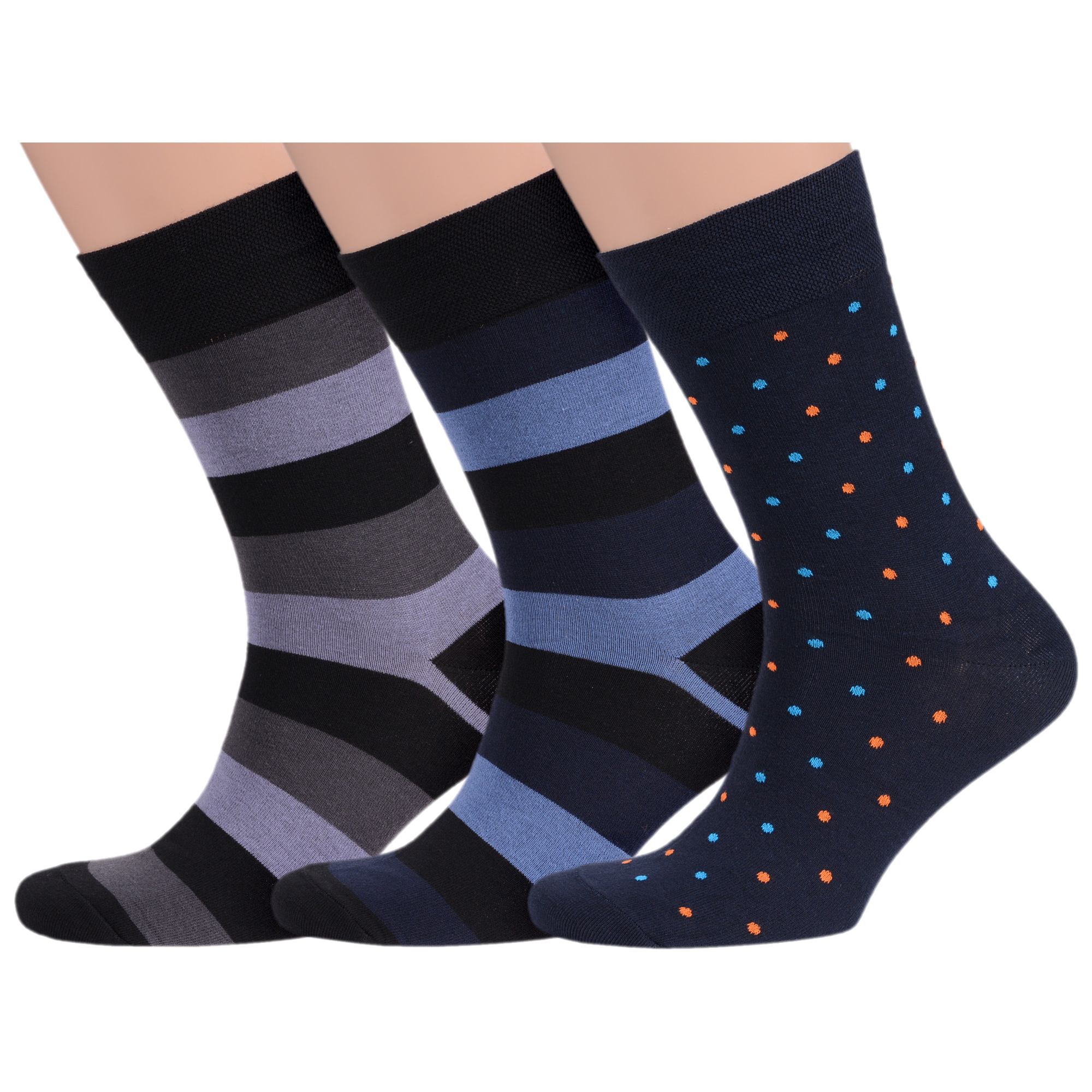 

Комплект носков мужских MoscowSocksClub msk3-М02 разноцветных 25, Серый;синий, msk3-М02